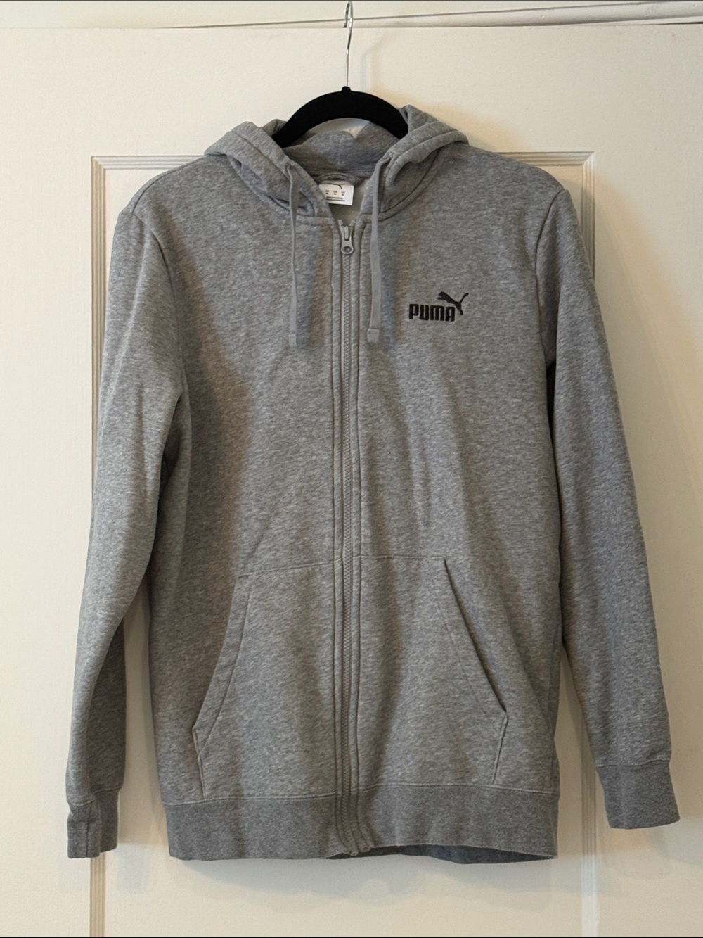 Puma Light Gray Zip-Up Men’s Hoodie with Logo